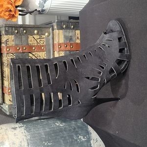 Black Open Toe Pane Heels by Call it Spring 8.5